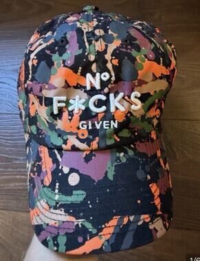 Field Grade No F*cks Given Paint Splatter Snapback Hat Adjustable Streetwear Cap